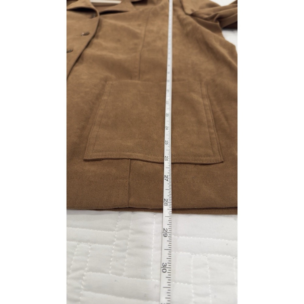 Briggs New York Women XL Brown Faux Suede Blazer Jacket Button Front Pocket - Picture 8 of 9